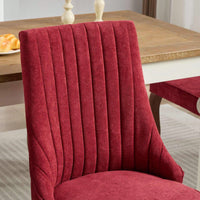 Set Of 2  Comfy Black Rayon Flocked Linen Dining Chairs With Curved Solid Wood Legs For Kitchen And Dining Room