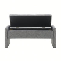 Upholstered Storage Bench For Bedroom And Living Room, Comfy Foot Rest Stool In Linen Grey Brown, Versatile Vanity And Coffee Table Seat