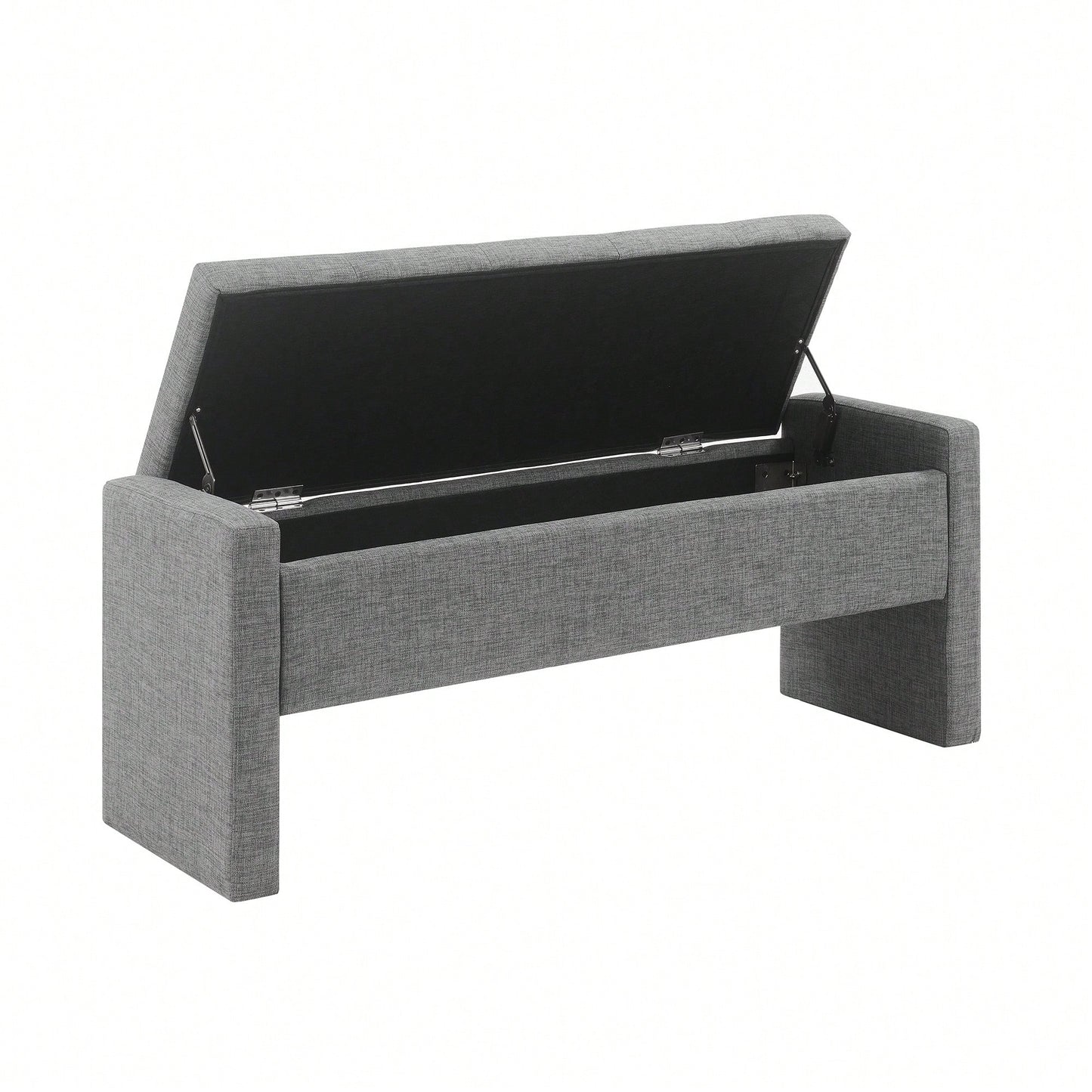 Upholstered Storage Bench For Bedroom And Living Room, Comfy Foot Rest Stool In Linen Grey Brown, Versatile Vanity And Coffee Table Seat