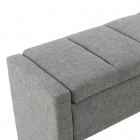 Upholstered Storage Bench For Bedroom And Living Room, Comfy Foot Rest Stool In Linen Grey Brown, Versatile Vanity And Coffee Table Seat