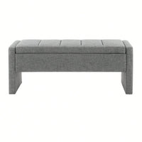 Upholstered Storage Bench For Bedroom And Living Room, Comfy Foot Rest Stool In Linen Grey Brown, Versatile Vanity And Coffee Table Seat
