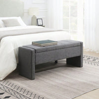 Upholstered Storage Bench For Bedroom And Living Room, Comfy Foot Rest Stool In Linen Grey Brown, Versatile Vanity And Coffee Table Seat