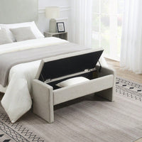Upholstered Storage Bench For Bedroom And Living Room, Comfy Foot Rest Stool In Linen Grey Brown, Versatile Vanity And Coffee Table Seat