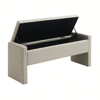 Upholstered Storage Bench For Bedroom And Living Room, Comfy Foot Rest Stool In Linen Grey Brown, Versatile Vanity And Coffee Table Seat