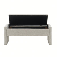 Upholstered Storage Bench For Bedroom And Living Room, Comfy Foot Rest Stool In Linen Grey Brown, Versatile Vanity And Coffee Table Seat