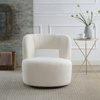 Soft Teddy Fabric Swivel Barrel Chair Cozy Round Accent Chair For Living Room Bedroom Reading And Waiting Room Cream