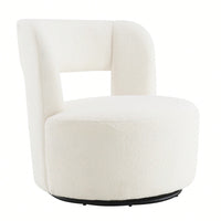 Soft Teddy Fabric Swivel Barrel Chair Cozy Round Accent Chair For Living Room Bedroom Reading And Waiting Room Cream