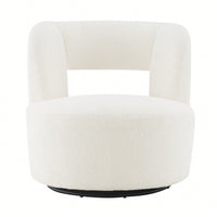Soft Teddy Fabric Swivel Barrel Chair Cozy Round Accent Chair For Living Room Bedroom Reading And Waiting Room Cream