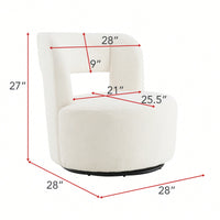 Soft Teddy Fabric Swivel Barrel Chair Cozy Round Accent Chair For Living Room Bedroom Reading And Waiting Room Cream