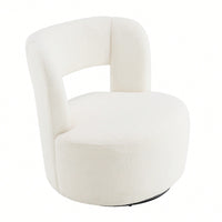 Soft Teddy Fabric Swivel Barrel Chair Cozy Round Accent Chair For Living Room Bedroom Reading And Waiting Room Cream