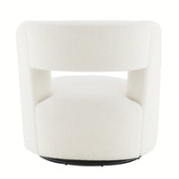 Soft Teddy Fabric Swivel Barrel Chair Cozy Round Accent Chair For Living Room Bedroom Reading And Waiting Room Cream