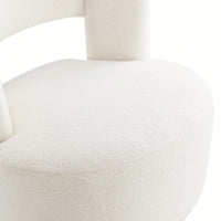 Soft Teddy Fabric Swivel Barrel Chair Cozy Round Accent Chair For Living Room Bedroom Reading And Waiting Room Cream