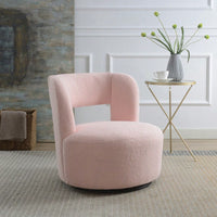 Soft Teddy Fabric Swivel Barrel Chair Cozy Round Accent Chair For Living Room Bedroom Reading And Waiting Room Cream