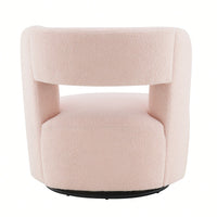Soft Teddy Fabric Swivel Barrel Chair Cozy Round Accent Chair For Living Room Bedroom Reading And Waiting Room Cream