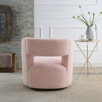 Soft Teddy Fabric Swivel Barrel Chair Cozy Round Accent Chair For Living Room Bedroom Reading And Waiting Room Cream