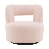 Soft Teddy Fabric Swivel Barrel Chair Cozy Round Accent Chair For Living Room Bedroom Reading And Waiting Room Cream