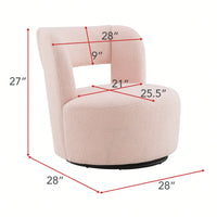 Soft Teddy Fabric Swivel Barrel Chair Cozy Round Accent Chair For Living Room Bedroom Reading And Waiting Room Cream
