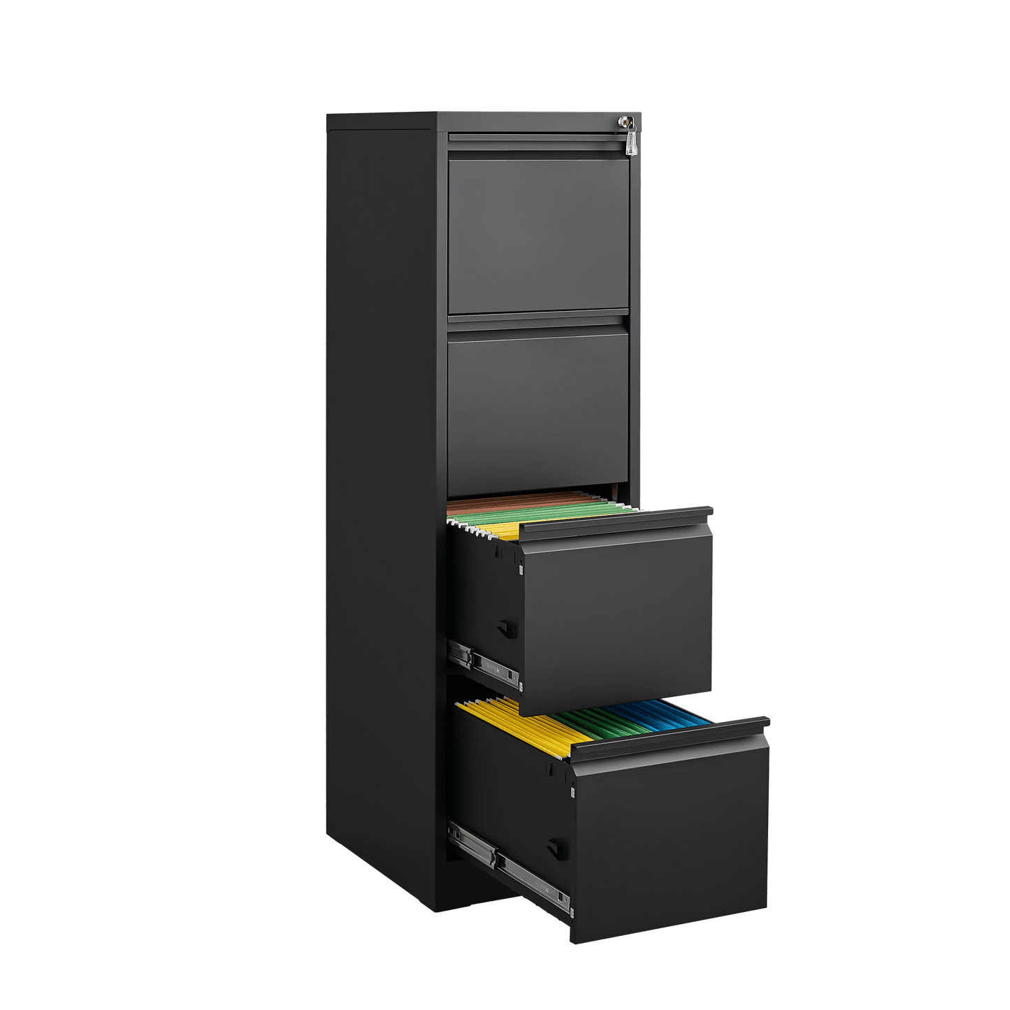 4 Drawer Vertical Metal File Cabinet With Lock For Home Office Storage A4 Letter Legal Files