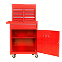 5-Drawer Rolling Tool Chest With Lockable Wheels, Sliding Drawers, Detachable Top, And Adjustable Shelf For Garage And Workshop Storage