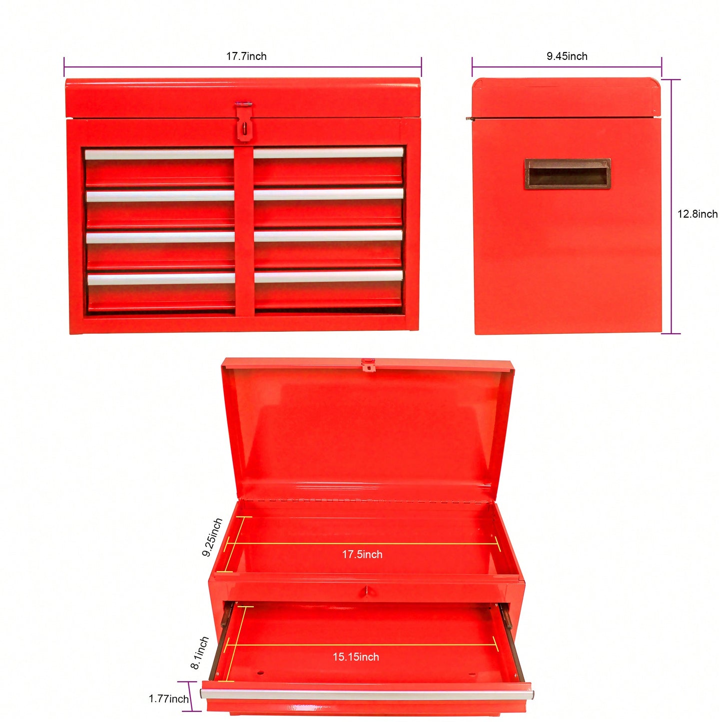 5-Drawer Rolling Tool Chest With Lockable Wheels, Sliding Drawers, Detachable Top, And Adjustable Shelf For Garage And Workshop Storage