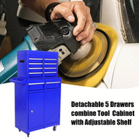 5-Drawer Rolling Tool Chest With Lockable Wheels, Sliding Drawers, Detachable Top, And Adjustable Shelf For Garage And Workshop Storage