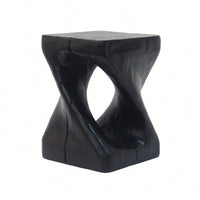 Stylish Black Twist Shape Side Table With Wood-Like Texture For Modern Living Spaces