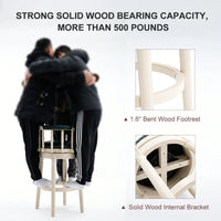 26 Inch White Leather Wooden Bar Stool For Kitchen And Dining Use