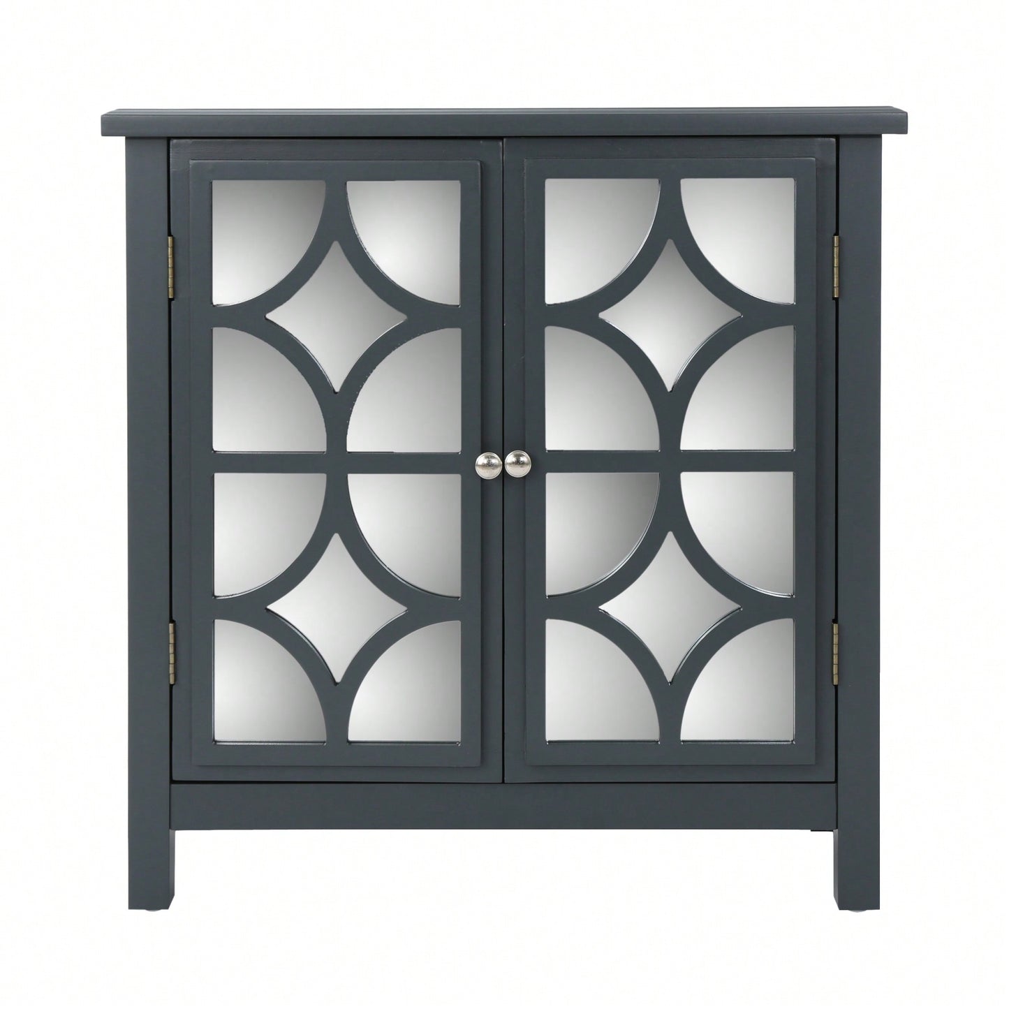 Double Door Cabinet With Mirror Finish For Stylish Storage Solutions Charcoal Grey