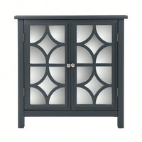 Double Door Cabinet With Mirror Finish For Stylish Storage Solutions Charcoal Grey