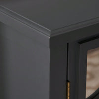 Double Door Cabinet With Mirror Finish For Stylish Storage Solutions Charcoal Grey