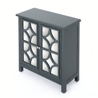 Double Door Cabinet With Mirror Finish For Stylish Storage Solutions Charcoal Grey