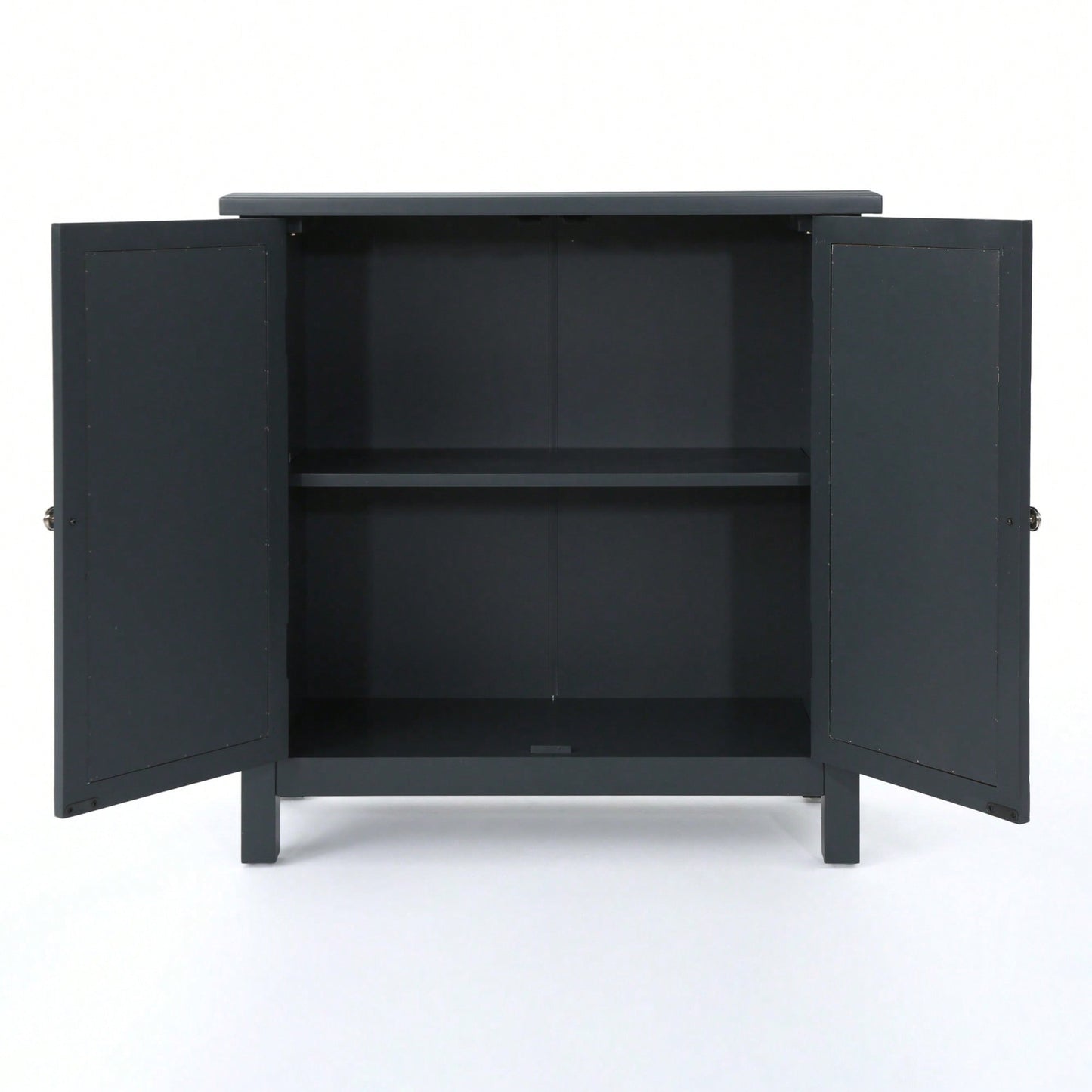 Double Door Cabinet With Mirror Finish For Stylish Storage Solutions Charcoal Grey