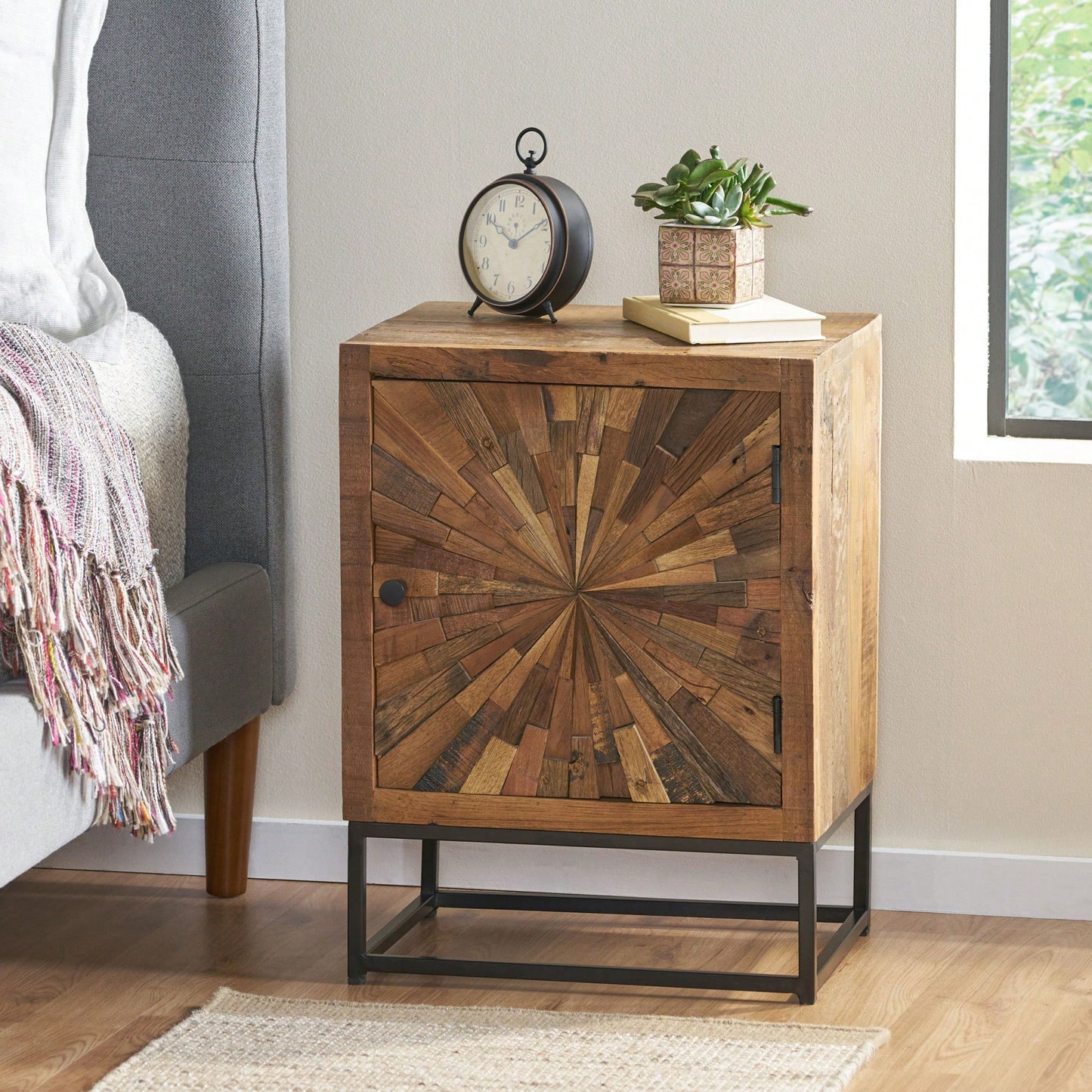 Modern Minimalist Night Stand With Drawer And Open Shelf For Bedroom Storage