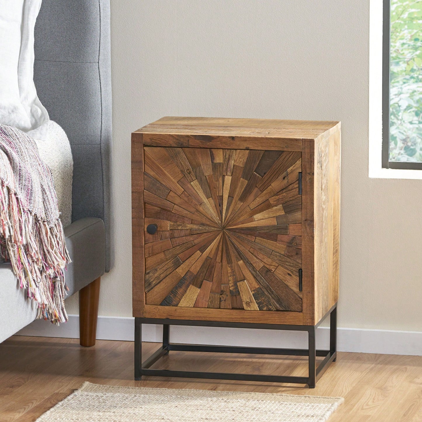 Modern Minimalist Night Stand With Drawer And Open Shelf For Bedroom Storage