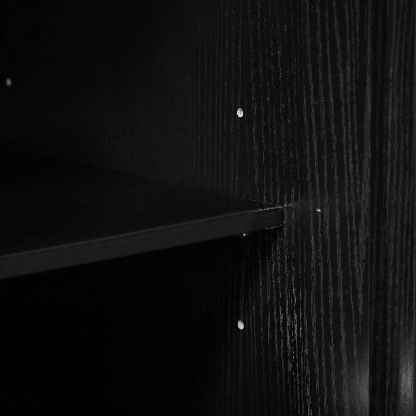 Modern Slatted Grille Cabinet With Striped Door High-Quality MDF And Sturdy Metal Legs