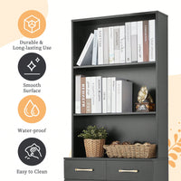 Stylish Black Bathroom Storage Cabinet With Two Doors And Drawers, Adjustable Shelf And Three Open Shelves For Organized Space