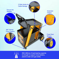 Multi-Function Welder Trolley With Storage Tank And 4-Drawer Chest For MIG TIG ARC Plasma Cutters, 280 LBS Capacity