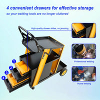 Multi-Function Welder Trolley With Storage Tank And 4-Drawer Chest For MIG TIG ARC Plasma Cutters, 280 LBS Capacity