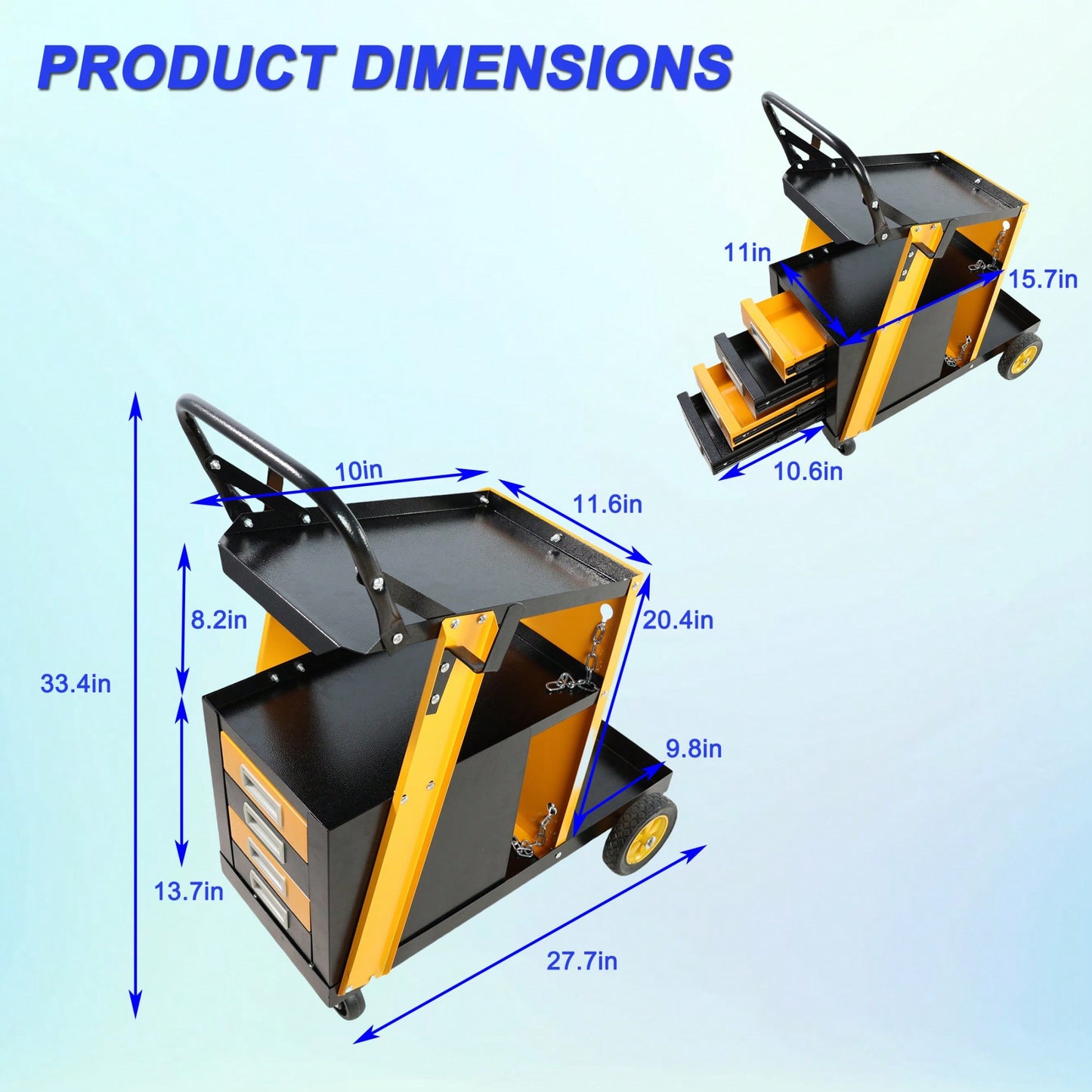 Multi-Function Welder Trolley With Storage Tank And 4-Drawer Chest For MIG TIG ARC Plasma Cutters, 280 LBS Capacity