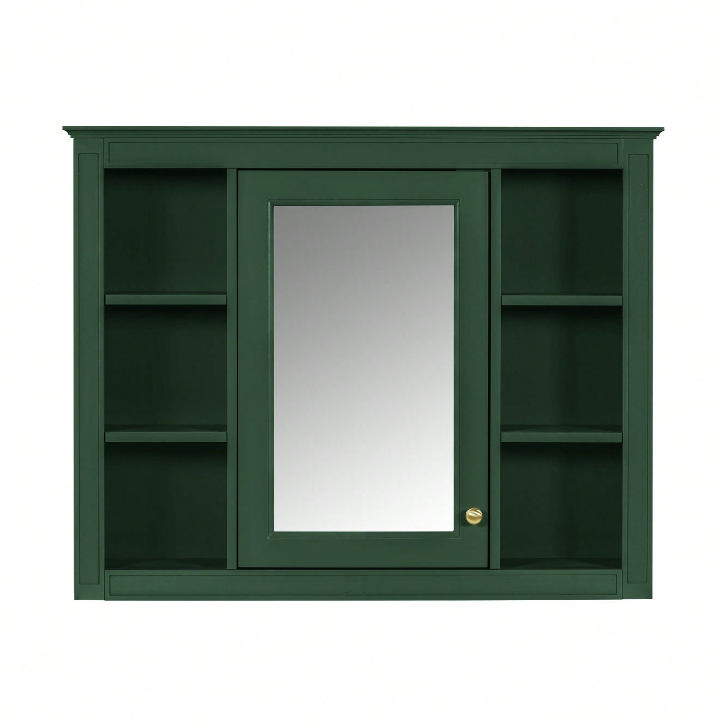 Modern Wall Mounted Medicine Cabinet With Mirror And 6 Open Shelves For Bathroom Storage