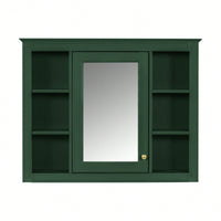 Modern Wall Mounted Medicine Cabinet With Mirror And 6 Open Shelves For Bathroom Storage