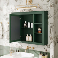 Modern Wall Mounted Medicine Cabinet With Mirror And 6 Open Shelves For Bathroom Storage