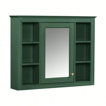 Modern Wall Mounted Medicine Cabinet With Mirror And 6 Open Shelves For Bathroom Storage