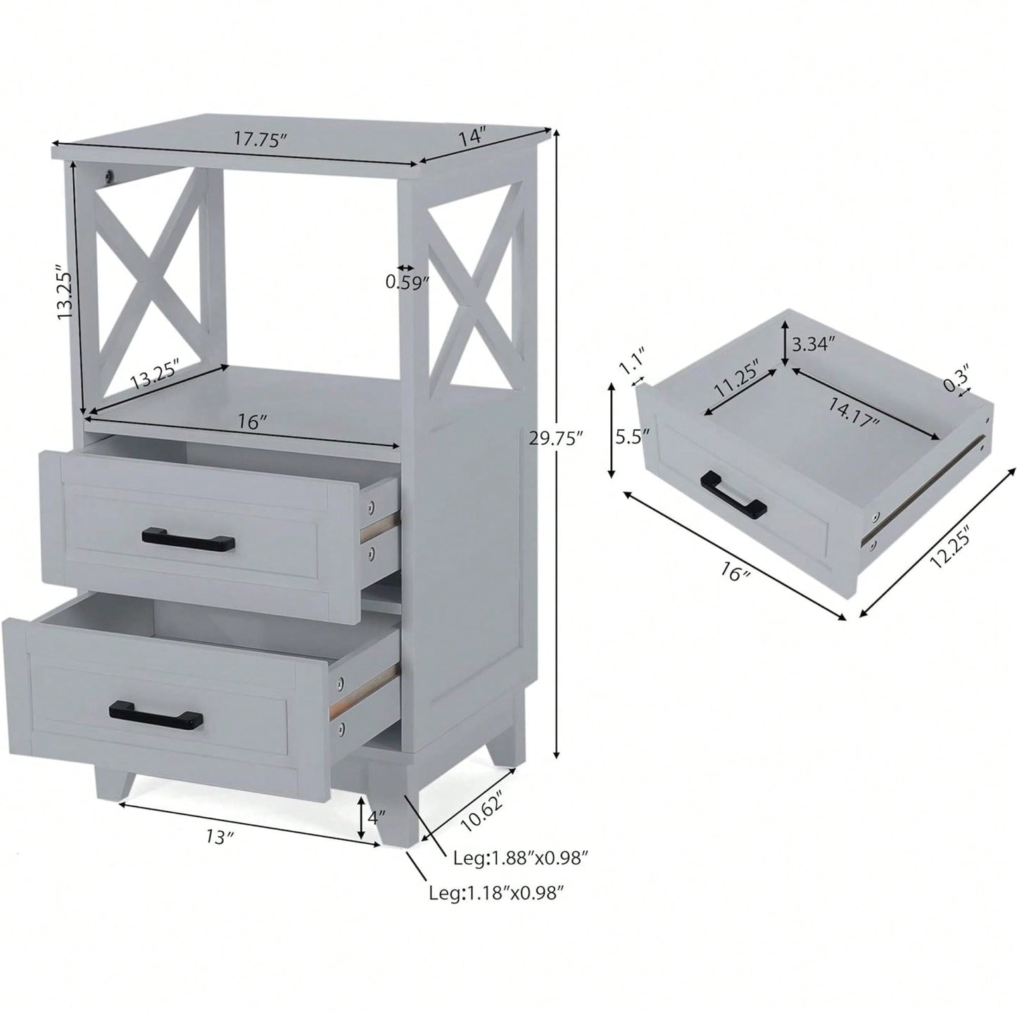 Stylish 2 Drawer Storage Cabinet For Home And Office Organization