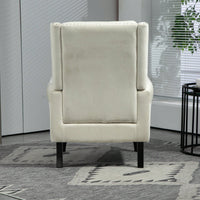 Modern Beige Wood Frame Accent Chair For Living Room And Bedroom With Sturdy Legs