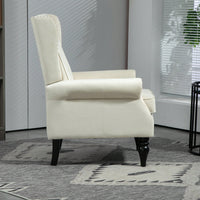 Modern Beige Wood Frame Accent Chair For Living Room And Bedroom With Sturdy Legs