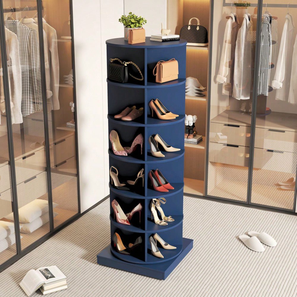 360 Degree Rotating Shoe Cabinet With 6 Layers For Space-Saving Storage And Organization