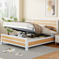 Stylish Black Metal Queen Size Platform Bed With Under-Bed Storage Solutions