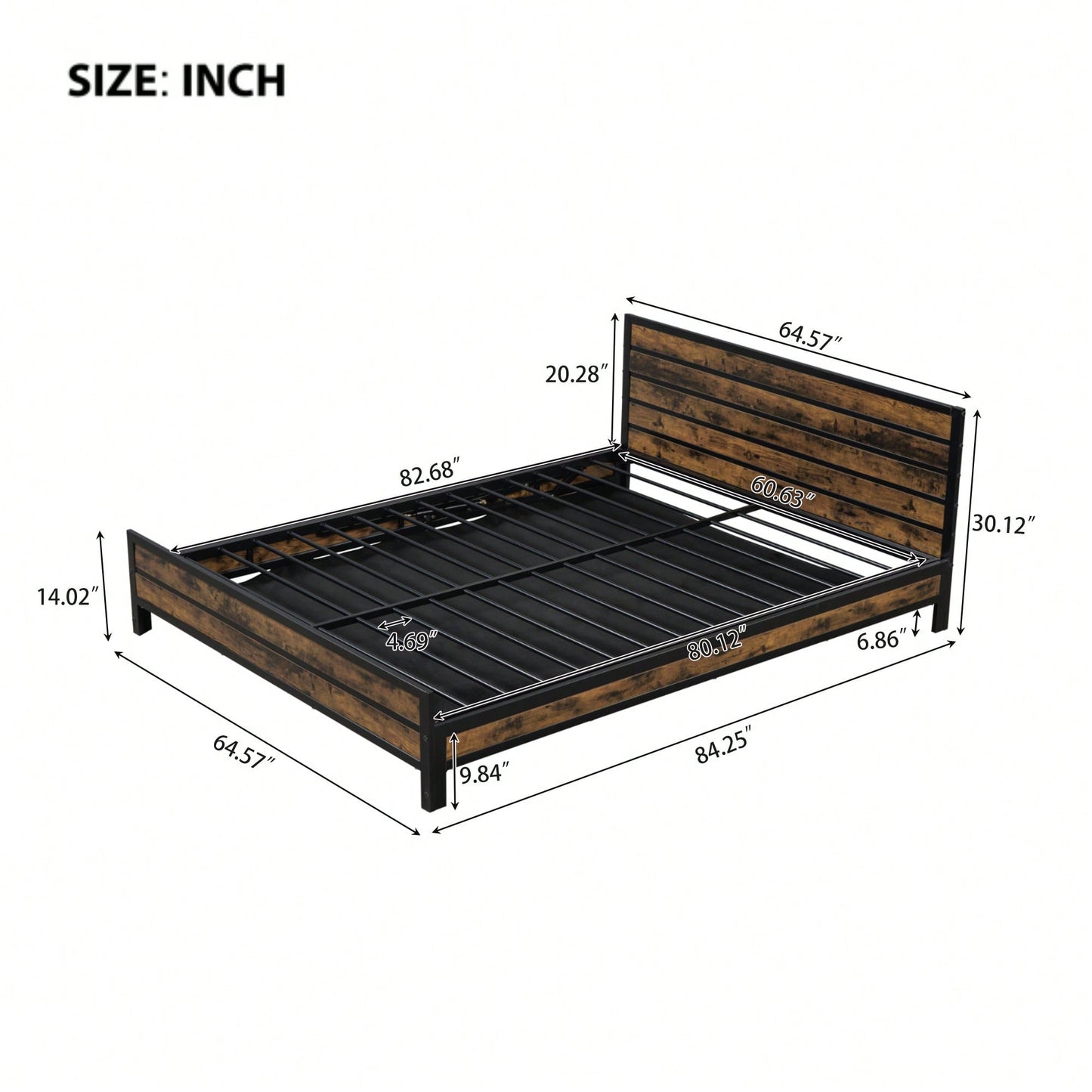 Stylish Black Metal Queen Size Platform Bed With Under-Bed Storage Solutions