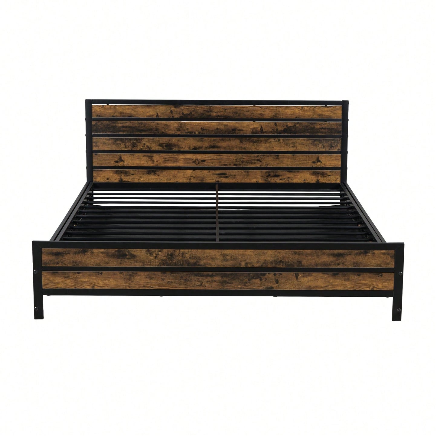 Stylish Black Metal Queen Size Platform Bed With Under-Bed Storage Solutions